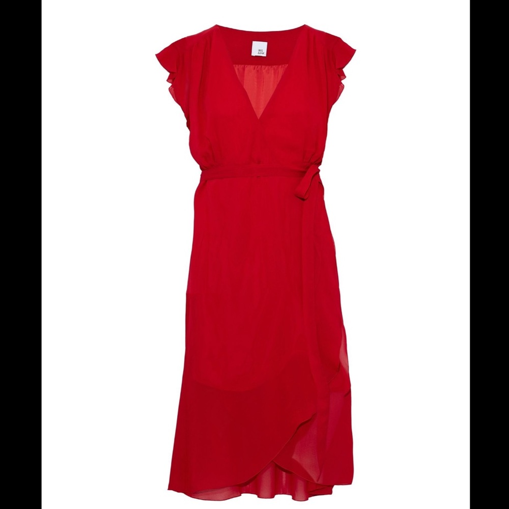 Iris & Ink Red Viscose Wrap Dress
